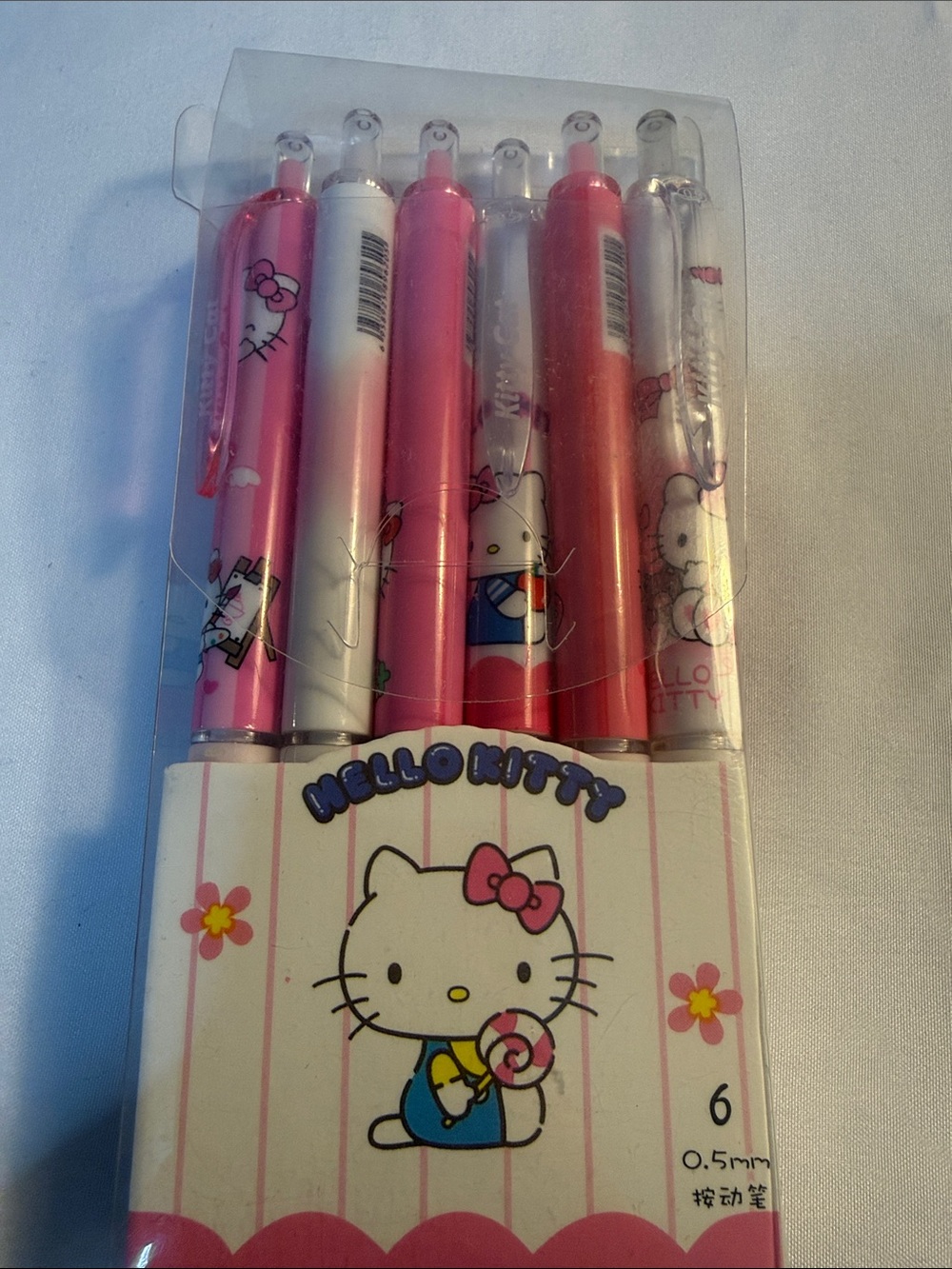 Hello Kitty Pink and White Gel Pen Set - 6 Pack